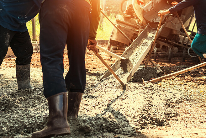 concrete being poured at a job site