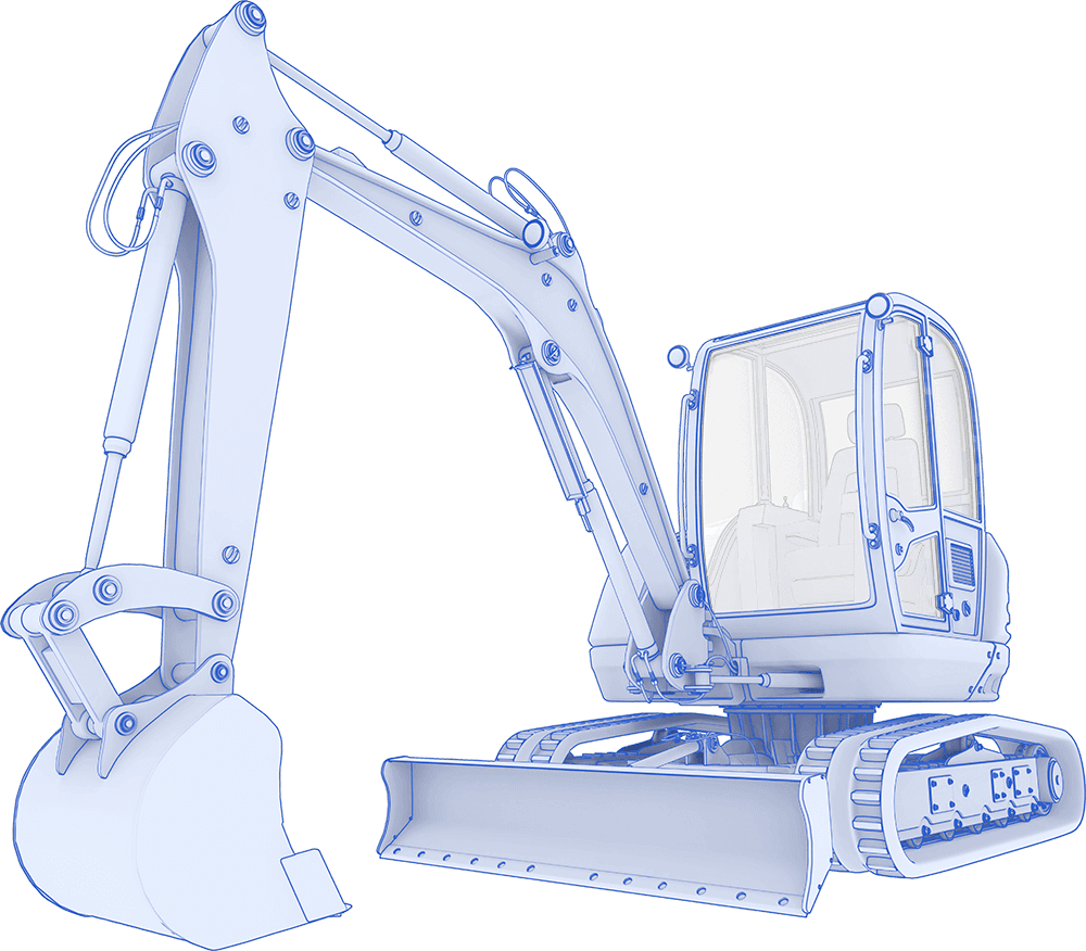 stylized image of an excavator tinted blue